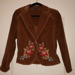 Velvet Jean Jacket with Floral Detailing